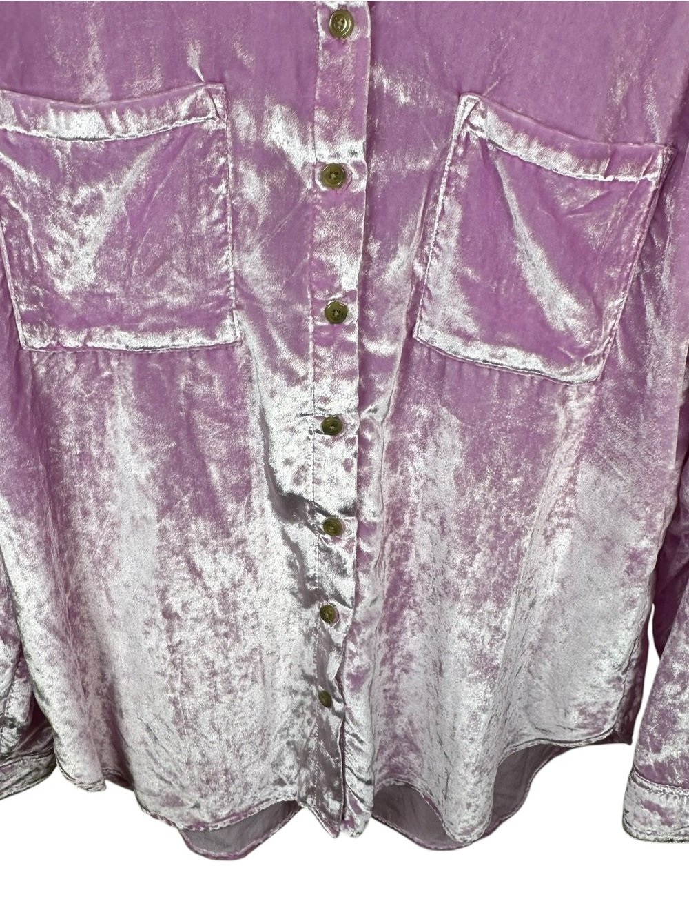 Pilcro Anthropologie Crushed Velvet Button Up Blouse Lilac Dreamy Fairycore Sz10 - Picture 9 of 14